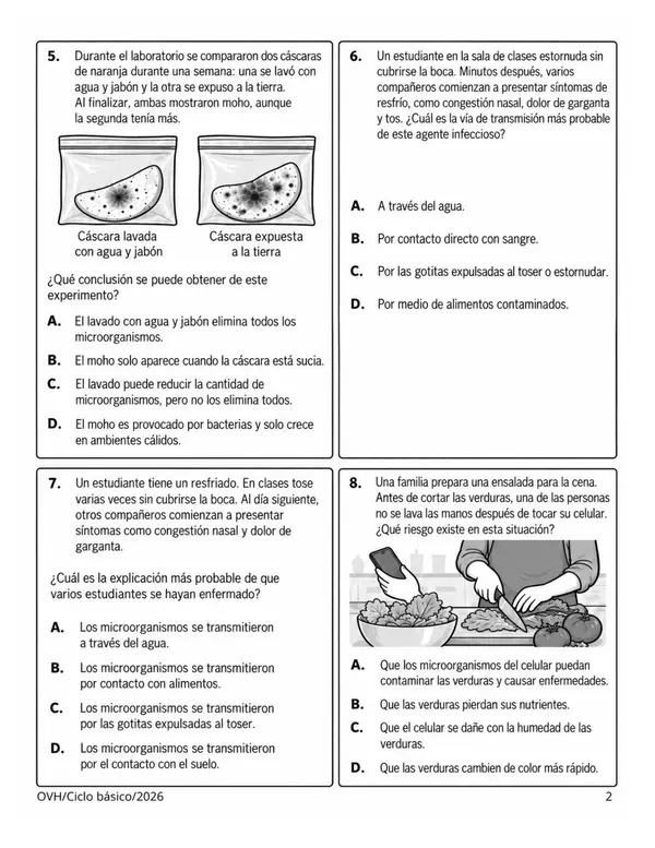 Evaluación Ciencias Naturales 5° Básico | Microorganismos, Bacterias, Virus y Hongos