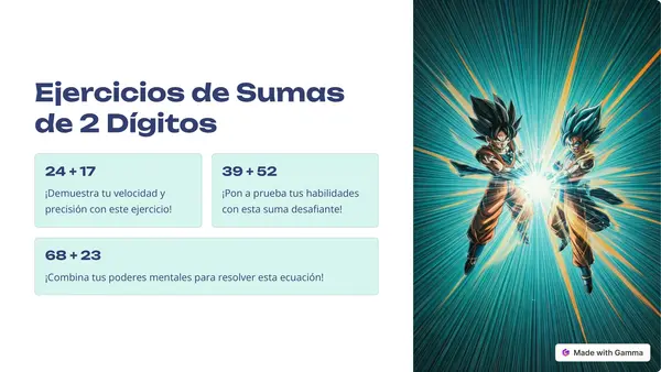 Haz ejercicios de sumas de dos dígitos con dragon ballz