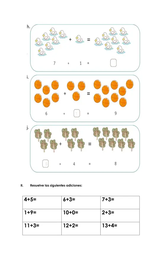 Evaluación de adiciones primero básico