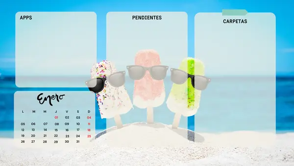 Fondo de Pantalla Organizador para PC – Apps, Carpetas y Pendientes + Calendario Mensual