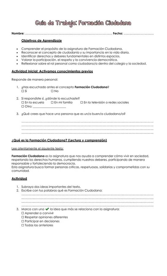Diagnóstico - Formación Ciudadana