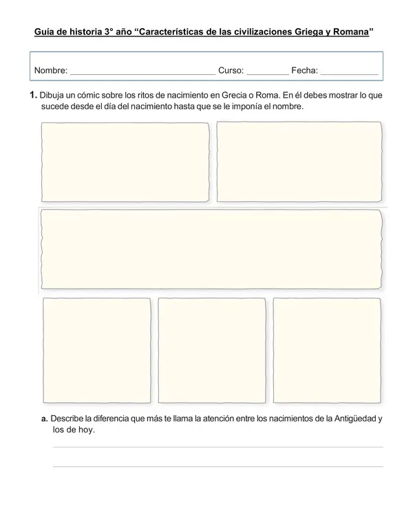 Guía de historia 3°año "Características civilizaciones Griega y Romana"