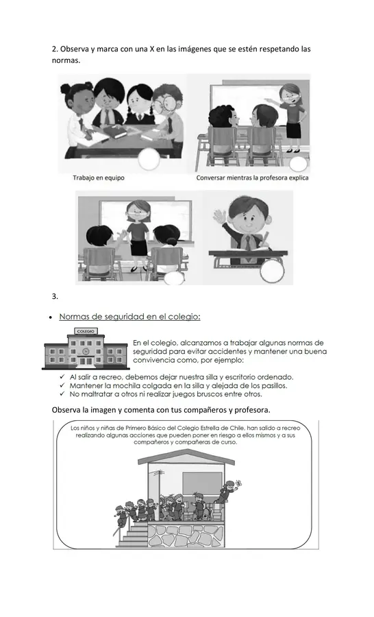 Guía normas de convivencia y seguridad 1° Básico