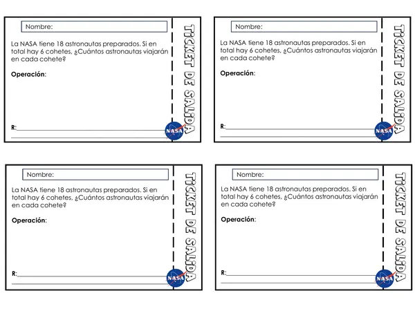 Ticket de salida problema de división