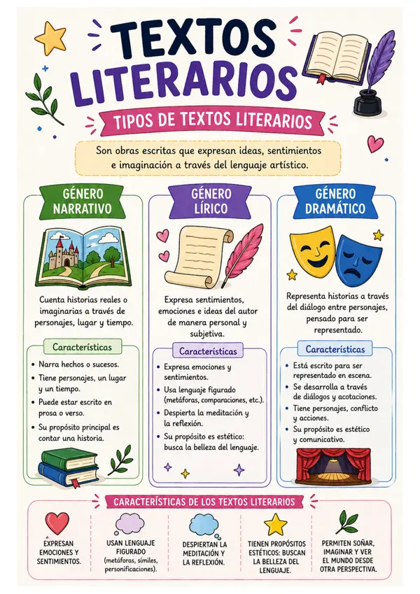 Póster o cartel educativo: Textos literarios