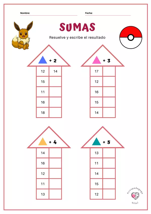 Guía sumas - pokemon