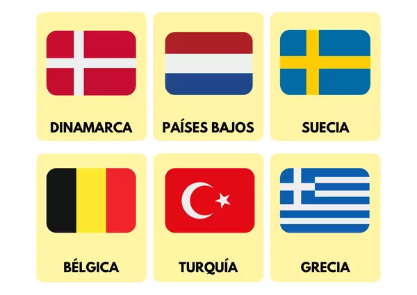 Tarjetas con Ilustraciones: Banderas del mundo