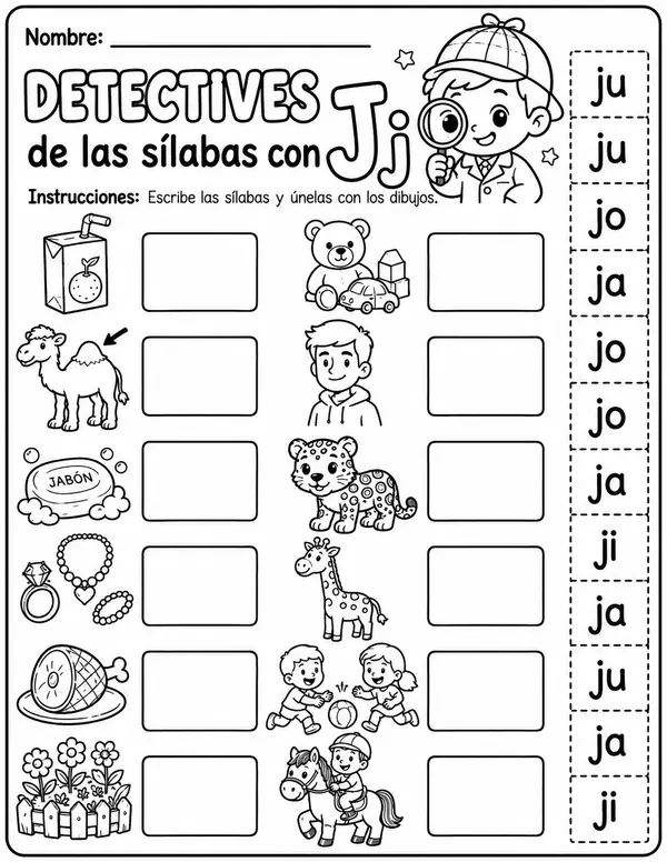 Detective de sonidos: Letra J