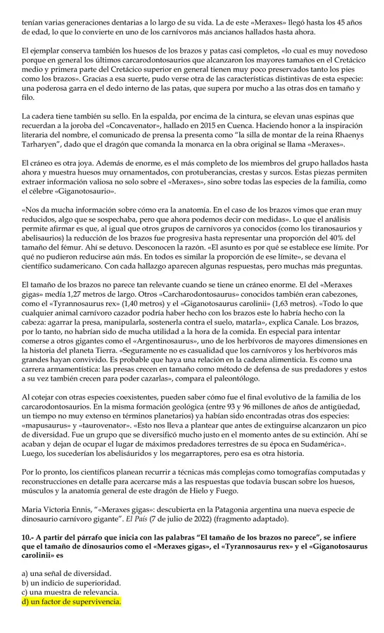 ENSAYO PAES - COMPETENCIA LECTORA CON CLAVES