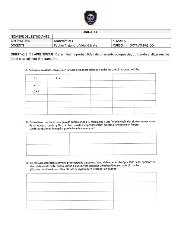 Probabilidad de un evento compuesto, utilizando el diagrama de árbol o calculando directamente.