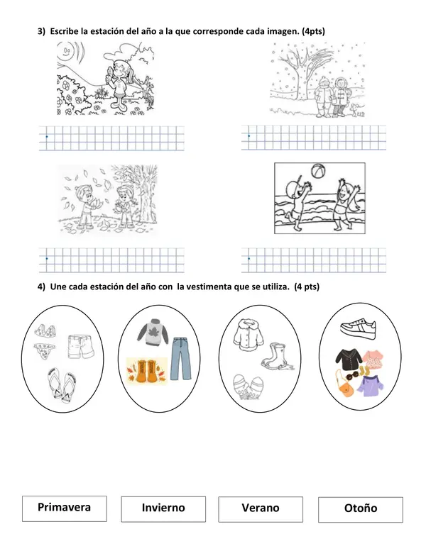 Evaluación estaciones del año primero básico