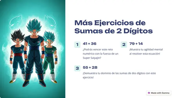 Haz ejercicios de sumas de dos dígitos con dragon ballz