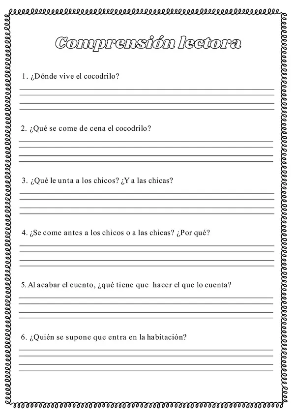 Guía de comprensión Texto "El cocodrilo" de Roald Dahl.