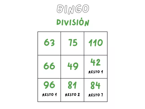 Bingo divisiones parte 1