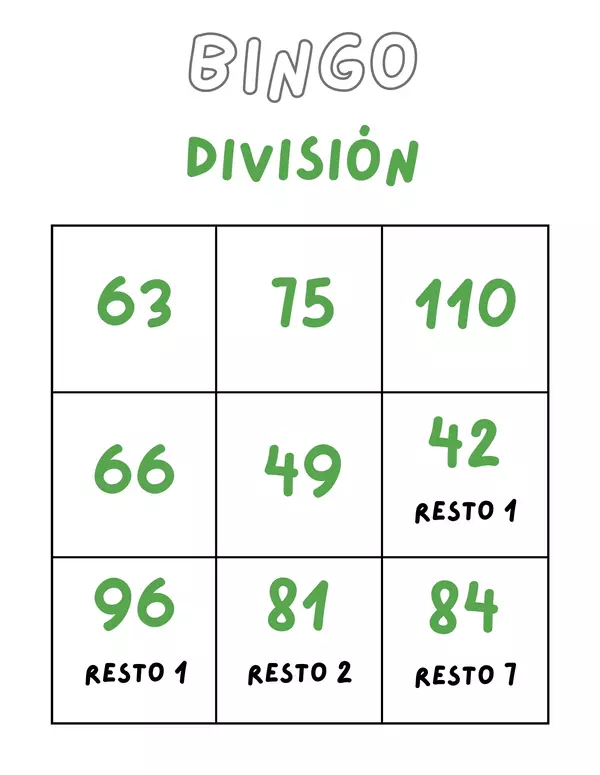 Bingo divisiones parte 1