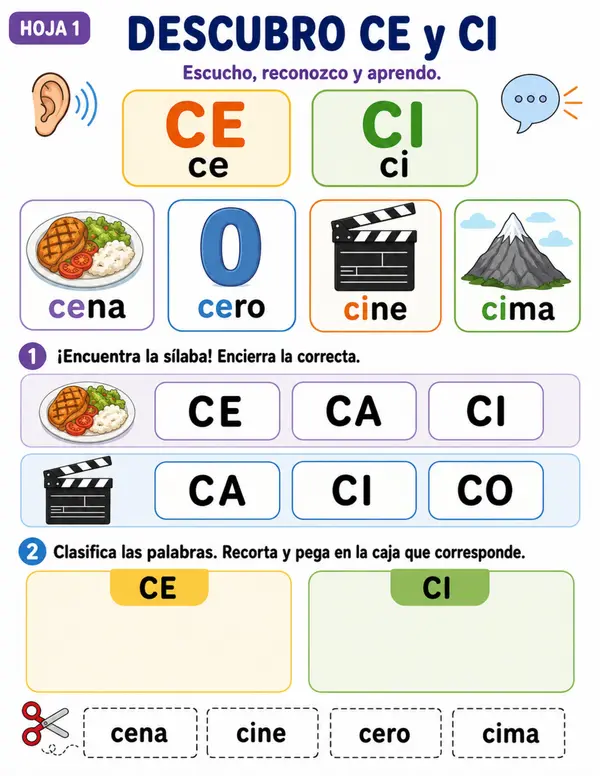 ¡Exploradores de sílabas! Misión CE, CI, QUE y QUI