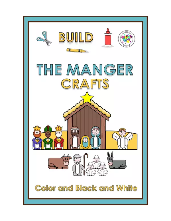 Build Manger Crafts December Christmas Color BW
