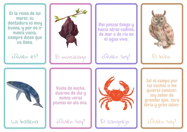 Tarjetas de adivinanzas "los animales"