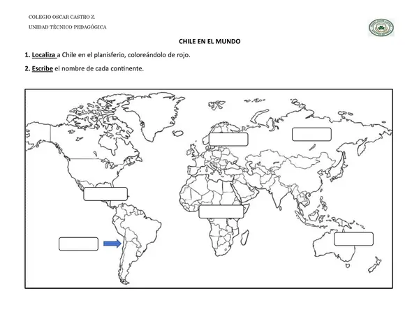 Mapa mudo Chile en el mundo