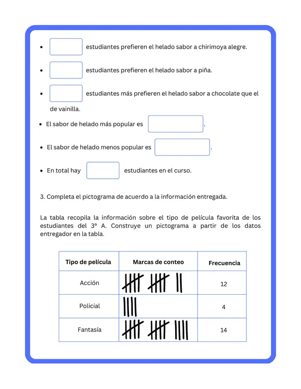 3° básico - Guía de trabajo "Datos, gráficos y experimentos aleatorios"