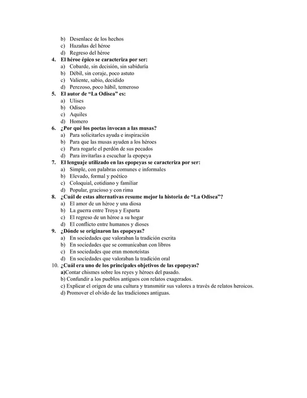 Evaluación sumativa "La epopeya"