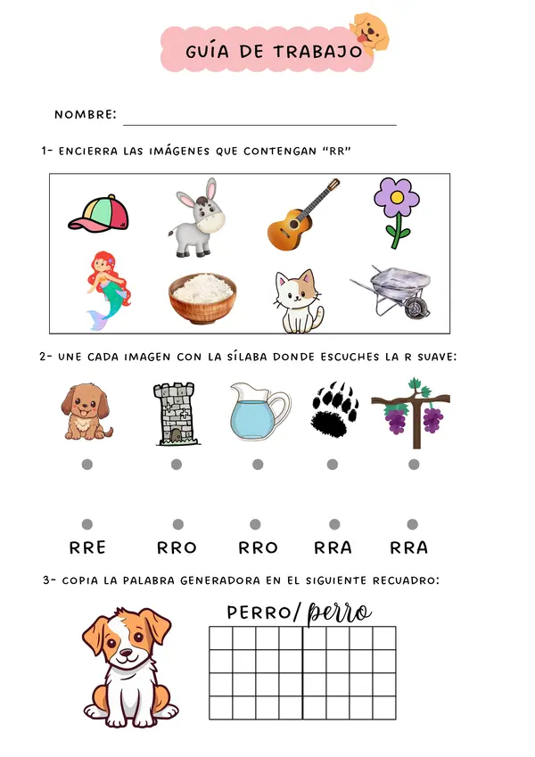 GUÍA LECCIÓN GATO - PERRO - BURRO - RATÓN