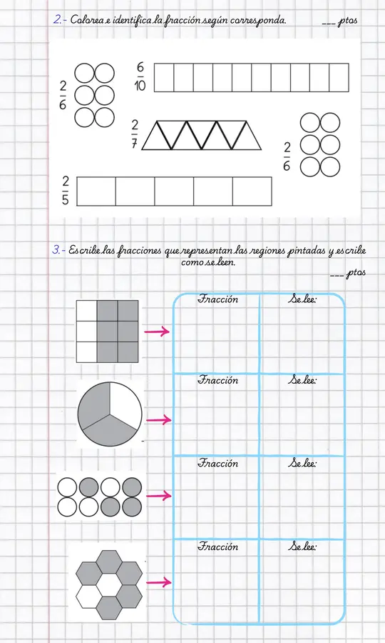 Evaluación de Fracciones. 3ero Básico. (Adecuada)