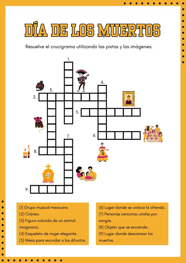 Crucigrama Día de los Muertos
