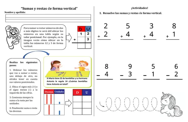 Sumas y restas verticales