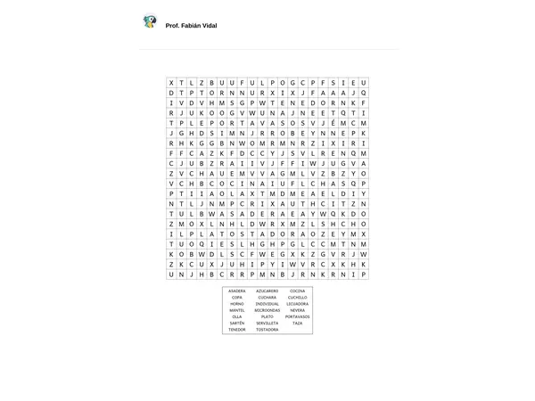 Sopa de letras (Utensilios de cocina)