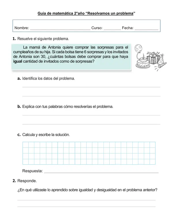 Guía de matemática 2°año "Resolvamos un problema"
