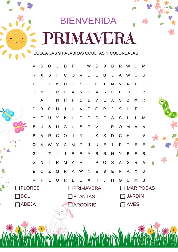 Sopa de letras - Primavera