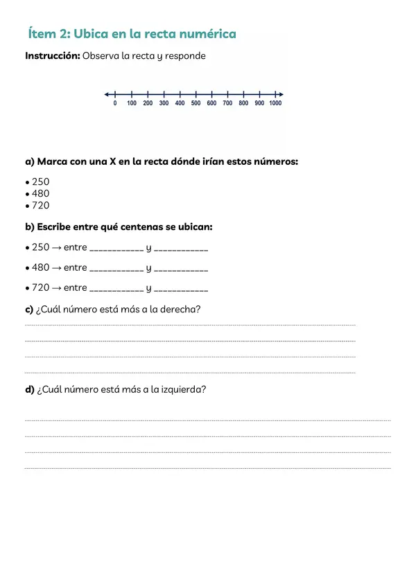 Guía: ordenar números naturales en recta.