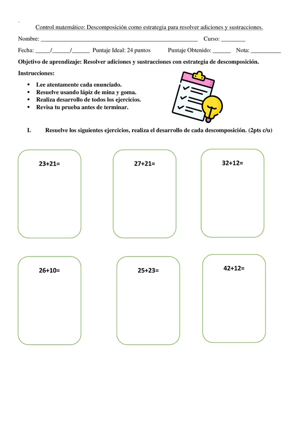 evaluación sumativa de descomposición