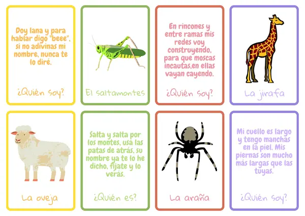 Tarjetas de adivinanzas "los animales"