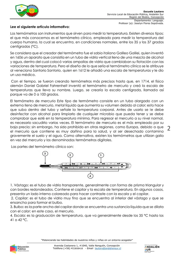 GUÍA – ARTÍCULO INFORMATIVO. LENGUAJE Y COMUNICACIÓN