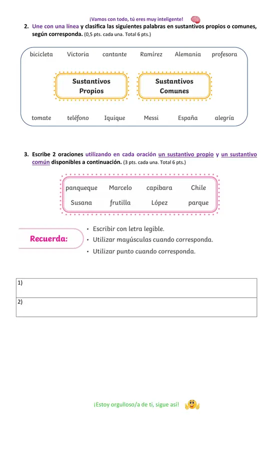 Prueba de Lenguaje y Comunicación Unidad 3, Segundo básico.