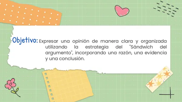 Expresar opiniones utilizando la estrategia: "El sándwich del argumento"