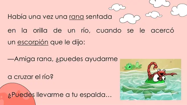 comprensión de lectura El escorpión y la rana