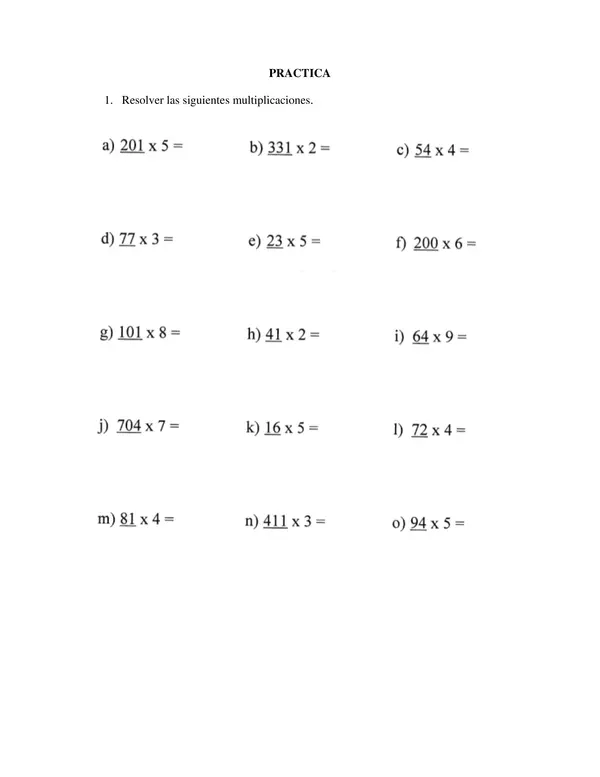 Resolver multiplicaciones de 3 dígitos por 1 dígito