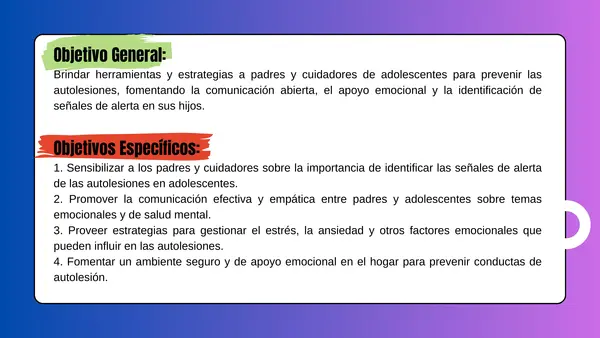 Taller de autolesiones para apoderados