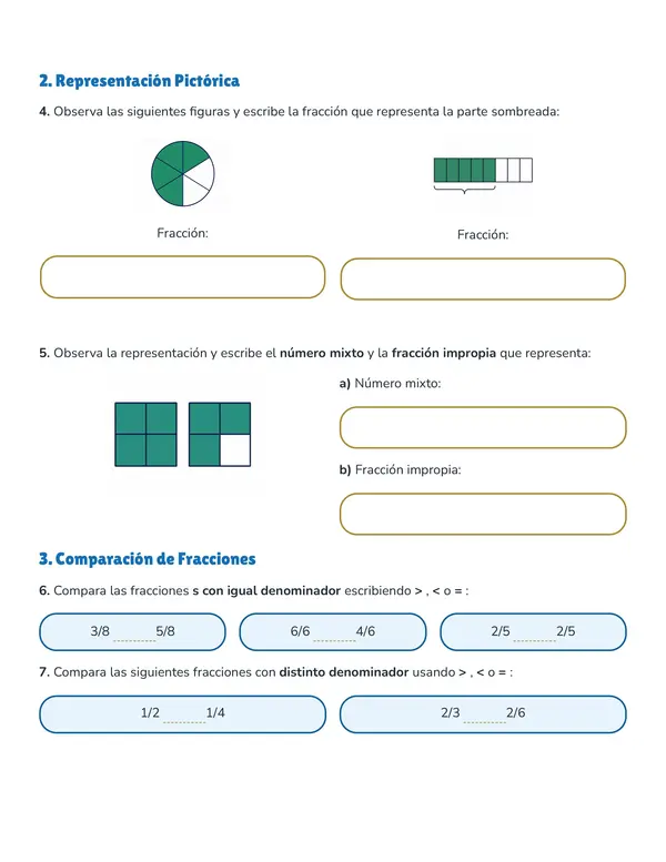 Evaluación de Fracciones – 4° Básico
