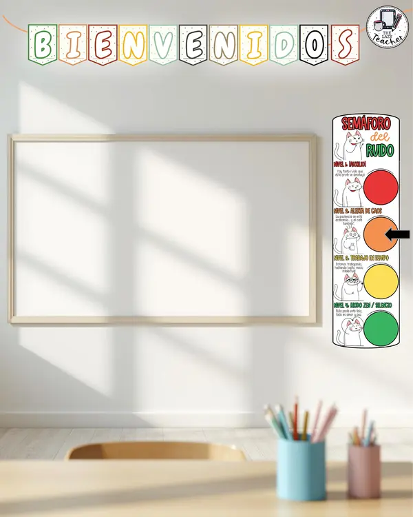 🚦 Semáforo del Ruido "Gatos Flork": Gestión de Aula con Humor