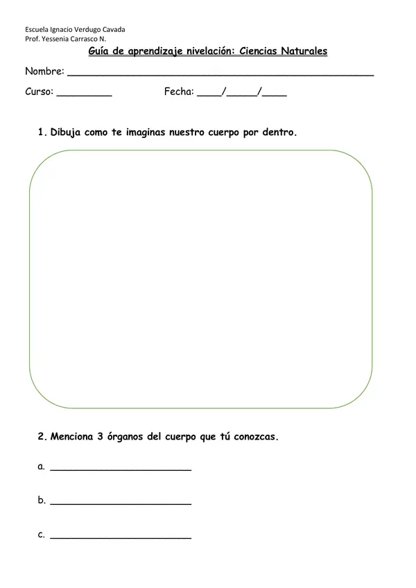 Guía de aprendizaje Nivelación Ciencias Naturales
