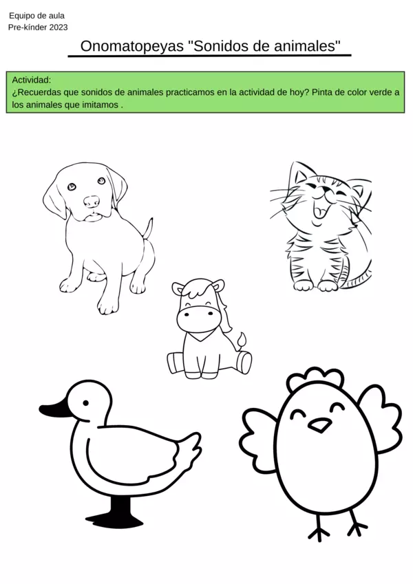 actividad de onomatopeya