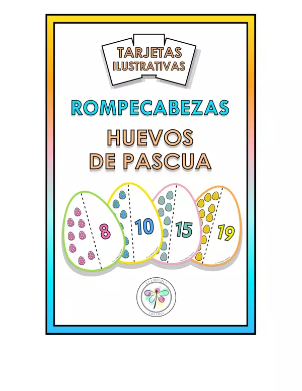 Tarjetas Ilustrativas Huevos de Pascua Números Contar Recortar Colorear