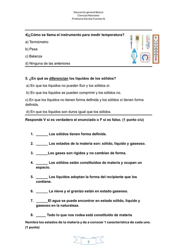 Prueba Estados de la Materia y Fuerza