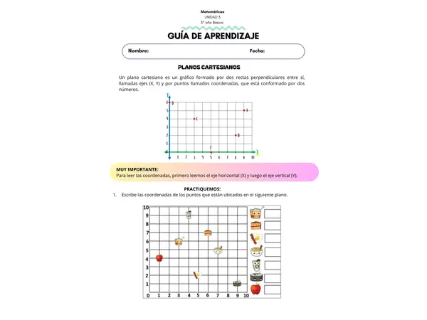 Planos Cartesianos - 3° año Básico