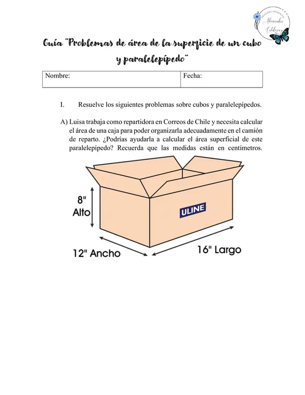 Problemas de área de la superficie de cubos y paralelepípedos