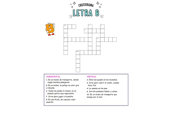 crucigrama letra B